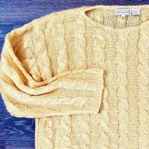 Vintage 80s Yellow Cable Knit Sweater by Jones New York – Size L